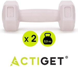Actiget Ciężarki 2x0,5kg hexagonalne do ćwiczeń fitness hantle zestaw 2 szt. jasny róż UNIWERSALNY 4