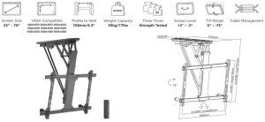 Equip Uchwyt sufitowy 32"-70" 1TFT 35Kg elektr.+pilot sw lite Retail 10