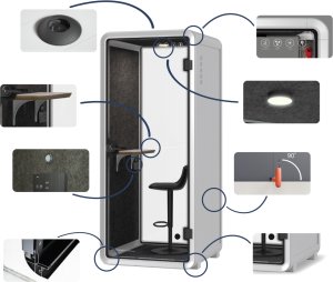 Kabina akustyczna do biura jednoosobowa Small Booth biały/szary ST 8
