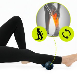 Roller, piłka, podwójna do masażu zestaw akcesorii do masażu, masażer czarno-niebieskie UNIWERSALNY 29