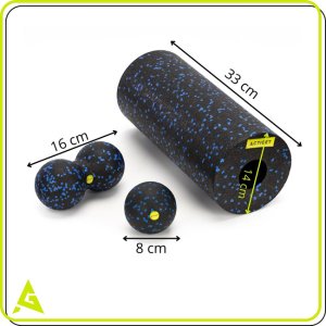 Roller, piłka, podwójna do masażu zestaw akcesorii do masażu, masażer czarno-niebieskie UNIWERSALNY 32