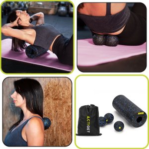 Roller, piłka, podwójna do masażu zestaw akcesorii do masażu, masażer czarno-niebieskie UNIWERSALNY 33