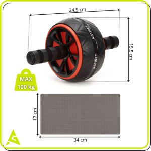 Koło do ćwiczeń mięśni brzucha z matą, szeroki roller, wałek treningowy UNIWERSALNY 12