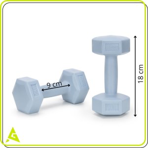 Ciężarki 2x1kg hexagonalne do ćwiczeń fitness hantle zestaw 2 szt. jasno niebieskie UNIWERSALNY 14