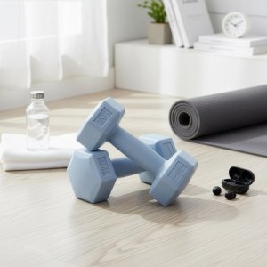 Ciężarki 2x1kg hexagonalne do ćwiczeń fitness hantle zestaw 2 szt. jasno niebieskie UNIWERSALNY 3