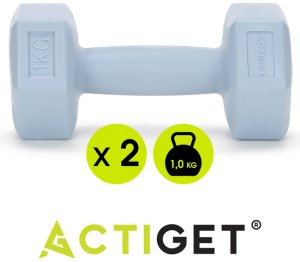 Ciężarki 2x1kg hexagonalne do ćwiczeń fitness hantle zestaw 2 szt. jasno niebieskie UNIWERSALNY 8