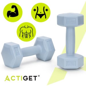Ciężarki 2x1kg hexagonalne do ćwiczeń fitness hantle zestaw 2 szt. jasno niebieskie UNIWERSALNY 9