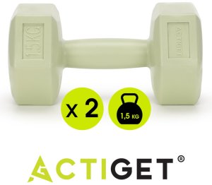 Ciężarki 2x1,5kg hexagonalne do ćwiczeń fitness hantle zestaw 2 szt. zielone UNIWERSALNY 12