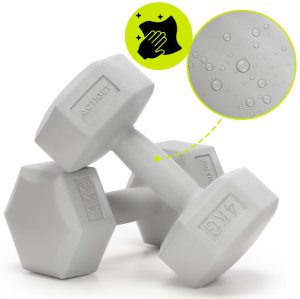 Ciężarki 2x4 kg hexagonalne do ćwiczeń fitness hantle zestaw 2 szt. szare UNIWERSALNY 9