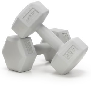 Ciężarki 2x4 kg hexagonalne do ćwiczeń fitness hantle zestaw 2 szt. szare UNIWERSALNY 10