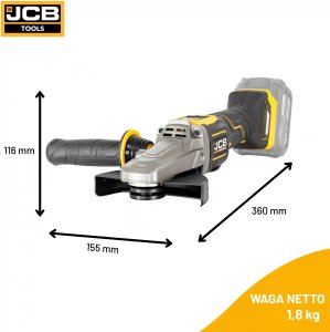 JCB Professional 18V Szlifierka Kątowa Włącznik Łopatkowy Akumulator 4Ah 5