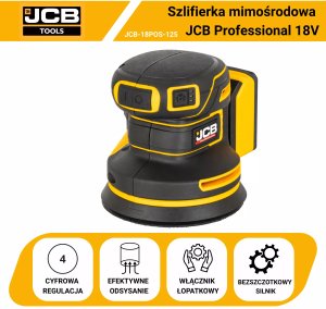 JCB Professional 18V Szlifierka Mimośrodowa 125mm Dual Charger Bateria 2Ah 5