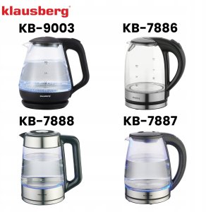 CZAJNIK ELEKTRYCZNY SZKLANY 1,2L KLAUSBERG KB-9003 LED 12