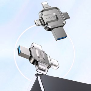 Yesido Flash Disk FL15 4w1 OTG Adapter USB3.0, 128GB, SILVER / SREBRNY 2