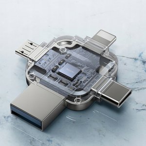 Yesido Flash Disk FL15 4w1 OTG Adapter USB3.0, 128GB, SILVER / SREBRNY 4