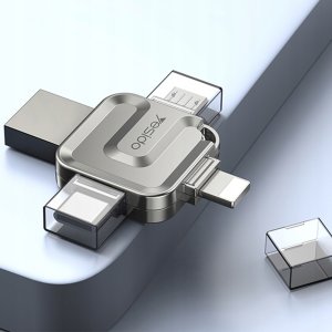 Yesido Flash Disk FL15 4w1 OTG Adapter USB3.0, 128GB, SILVER / SREBRNY 5