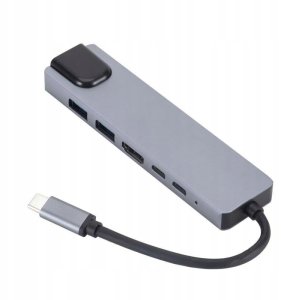 HUB USB Gembird GEMBIRD MULTI ADAPTER USB TYPE-C 5W1 (USB AF AND TYPE-C HUB + HDMI + PD+LAN) GRAY 2