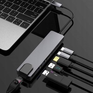 HUB USB Gembird GEMBIRD MULTI ADAPTER USB TYPE-C 5W1 (USB AF AND TYPE-C HUB + HDMI + PD+LAN) GRAY 3