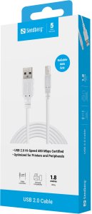 Kabel Sandberg USB 2.0 A-B male 1.8 m 502-78 4