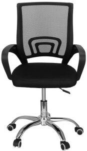 Fotel biurowy z regulacją nachylenia oparcia, krzesło obrotowe, czarny UNIWERSALNY 18