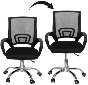 Fotel biurowy z regulacją nachylenia oparcia, krzesło obrotowe, czarny UNIWERSALNY 19