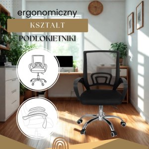 Fotel biurowy z regulacją nachylenia oparcia, krzesło obrotowe, czarny UNIWERSALNY 2