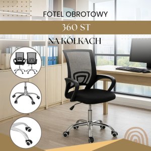 Fotel biurowy z regulacją nachylenia oparcia, krzesło obrotowe, czarny UNIWERSALNY 3