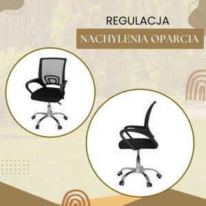 Fotel biurowy z regulacją nachylenia oparcia, krzesło obrotowe, czarny UNIWERSALNY 4