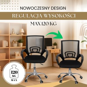 Fotel biurowy z regulacją nachylenia oparcia, krzesło obrotowe, czarny UNIWERSALNY 5