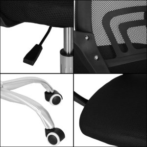 Fotel biurowy z regulacją nachylenia oparcia, krzesło obrotowe, czarny UNIWERSALNY 9