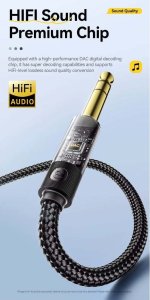 Kabel audio marki Essager minijack 3,5 mm do 6,5 mm  męski do męski, 5m 2
