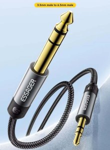 Kabel audio marki Essager minijack 3,5 mm do 6,5 mm  męski do męski, 5m 3