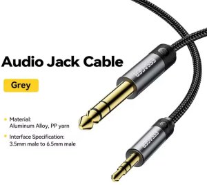 Kabel audio marki Essager minijack 3,5 mm do 6,5 mm  męski do męski, 5m 5