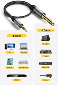 Kabel audio marki Essager minijack 3,5 mm do 6,5 mm  męski do męski, 5m 8