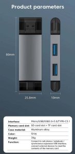 Czytnik kart pamięci 7w1 android USB typ C USB 4