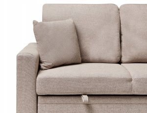 Narożnik rozkładany dla 3 osób NASSJO Len syntetyczny Jasnobrązowy ze schowkiem Lewostronny 8