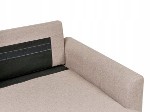 Narożnik rozkładany dla 3 osób NASSJO Len syntetyczny Jasnobrązowy ze schowkiem Lewostronny 10