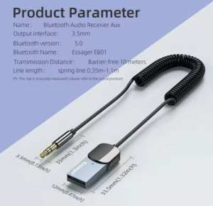Przejściówka ESSAGER Bluetooth 5.0 Odbiornik Audio USB do Jack 3,5 mm 4