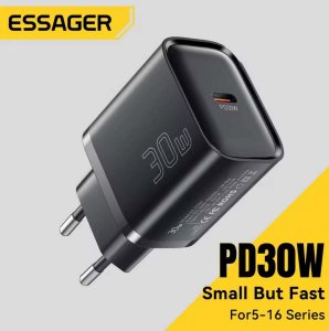 Ładowarka szybka sieciowa ESSAGER mini 30W USB-C PD/QC 3.0 3