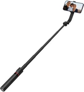 Selfie stick kijek do zdjęć z tripodem do 95cm i głowicą 360 Bluetooth - czarny Selfie stick kijek do zdjęć z tripodem do 95cm i głowicą 360 Bluetooth - czarny 2