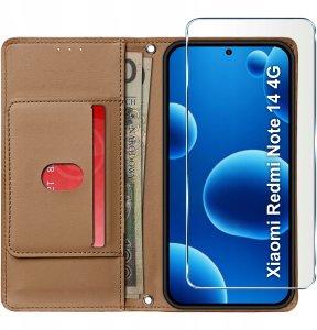 krainaGSM ETUI z klapką do Xiaomi Redmi Note 14 4G Zamykane Magnetyczne + SZKŁO 9H 4