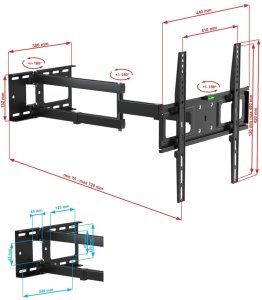 Dlugi 72cm Uchwyt do Telewizora Wieszak TV 26-60 cali VX-197 narozny uniwersalny 12