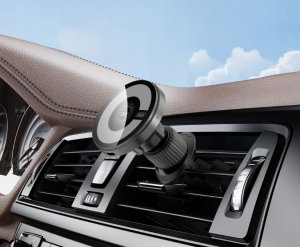 XO uchwyt samochodowy CX025 magnetyczny z ładowaniem bezprzewodowym indukcyjnym 15W czarny do kratki 5