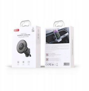 XO uchwyt samochodowy CX025 magnetyczny z ładowaniem bezprzewodowym indukcyjnym 15W czarny do kratki 7