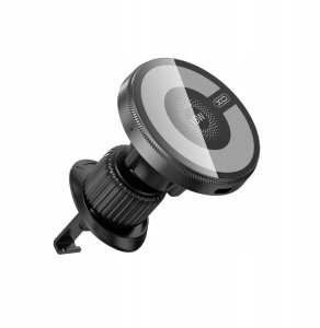 XO uchwyt samochodowy CX025 magnetyczny z ładowaniem bezprzewodowym indukcyjnym 15W czarny do kratki 8