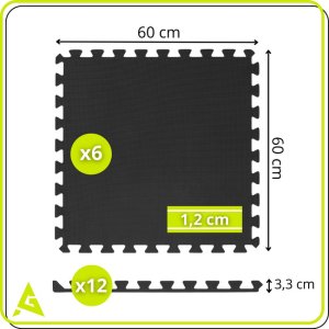 Mata treningowa, ochronna 6 szt. puzzle z pianki EVA 1,2 cm antypoślizgowe, grafitowe UNIWERSALNY 21