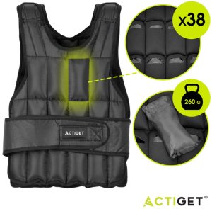 Kamizelka treningowa z obciążeniem 10 kg do ćwiczeń siłowych, biegania, regulowana czarna UNIWERSALNY 12