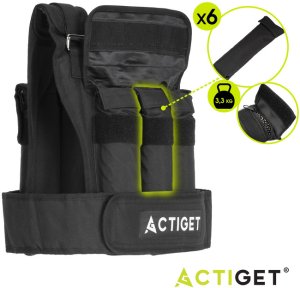 Kamizelka treningowa z obciążeniem 20 kg do ćwiczeń siłowych, biegania, regulowana czarna UNIWERSALNY 12