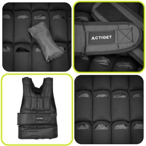 Kamizelka treningowa z obciążeniem 20 kg do ćwiczeń siłowych, biegania, regulowana czarna UNIWERSALNY 15