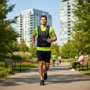 Kamizelka treningowa z obciążeniem 20 kg do ćwiczeń siłowych, biegania, regulowana czarna UNIWERSALNY 2